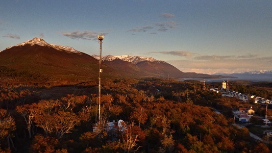 Base station towering above Puerto Williams